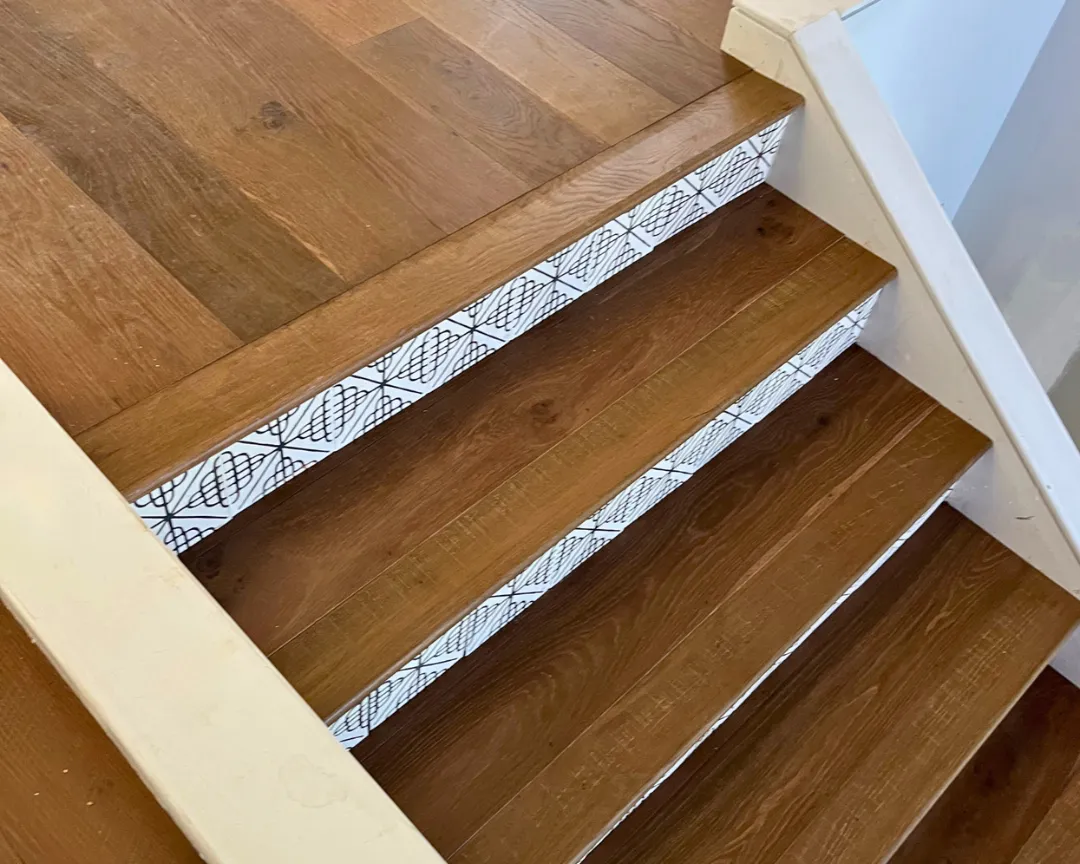 Custom stair tile wood flooring installation